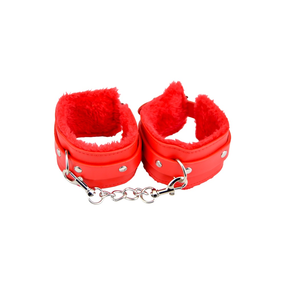 Bound to Please Furry Plush Wrist Cuffs Red Sensual Secret Boutique