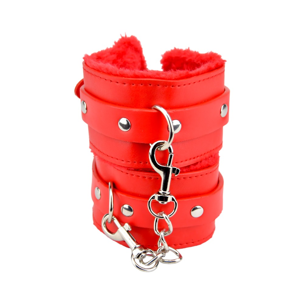 Bound to Please Furry Plush Wrist Cuffs Red Sensual Secret Boutique