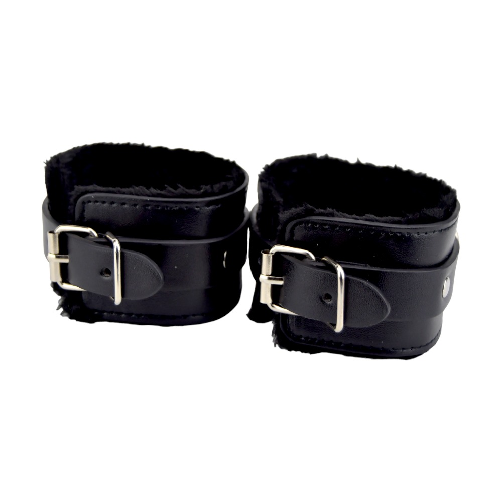 Bound to Please Furry Plush Wrist Cuffs Black Sensual Secret Boutique