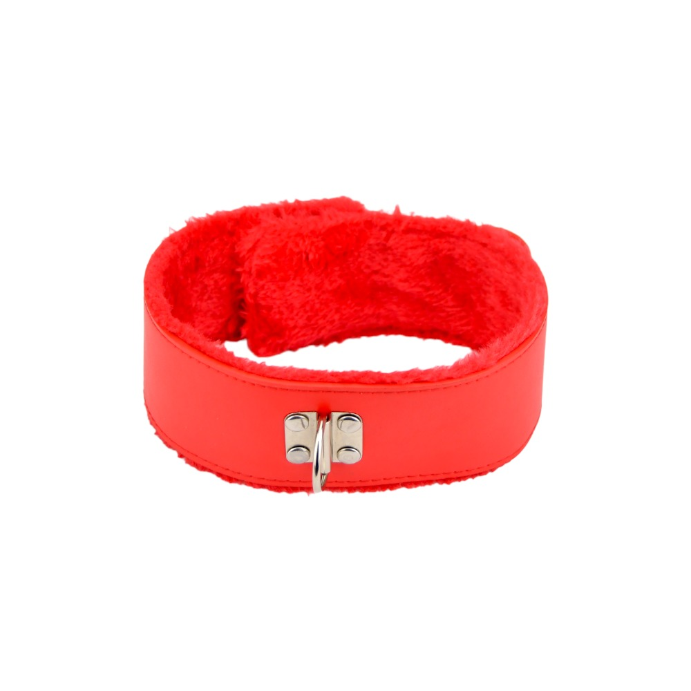 Bound to Please Furry Collar with Leash Red Sensual Secret Boutique