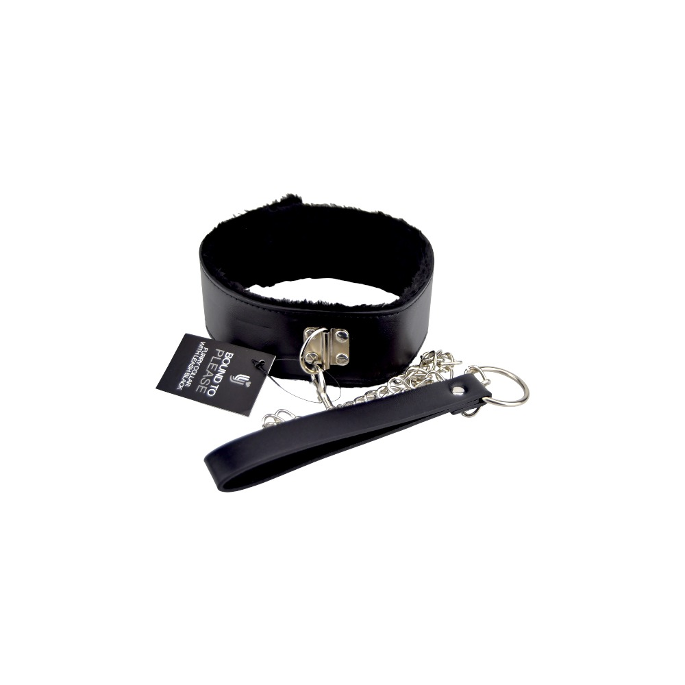 Bound to Please Furry Collar with Leash Black Sensual Secret Boutique