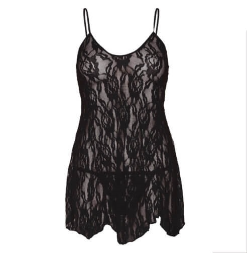 Leg Avenue Rose Lace Flair Chemise - Black Sensual Secret Boutique