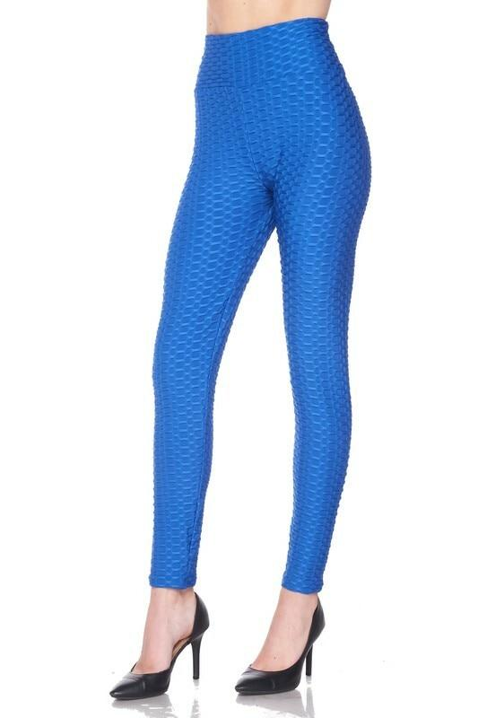 Kylie Scrunch Butt Anti Cellulite Honeycomb Texture Leggings Royal Blue Sensual Secret Boutique