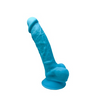 SilexD 7 inch Realistic Silicone Dual Density Dildo with Suction Cup and Balls Blue Sensual Secret Boutique