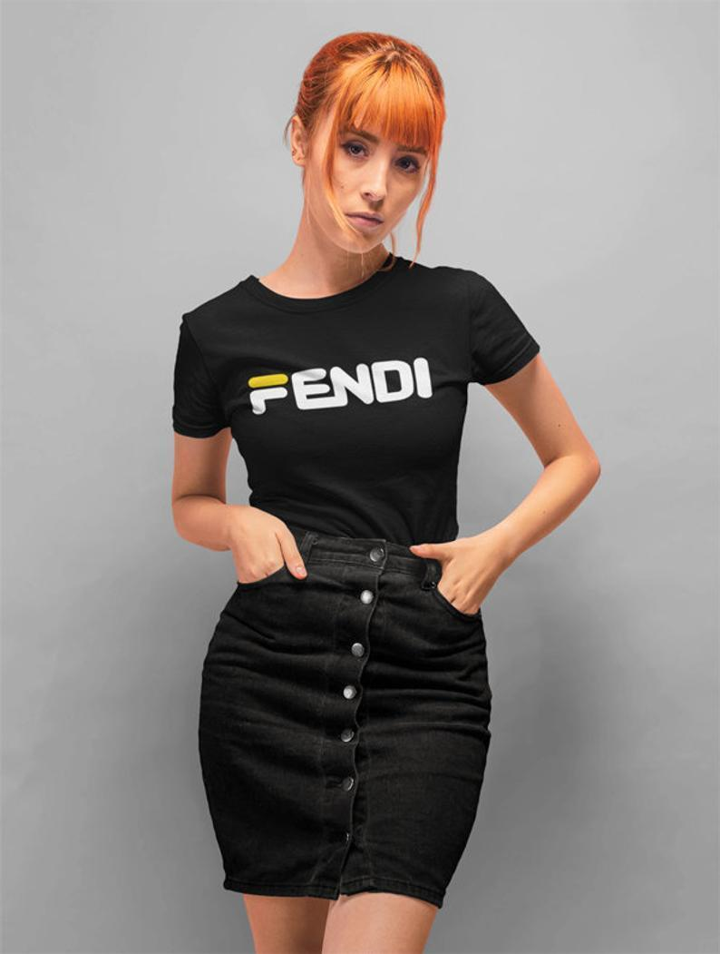 Fendi Women's T-Shirt - Classic Round Neck Short Sleeve Tee Sensual Secret Boutique