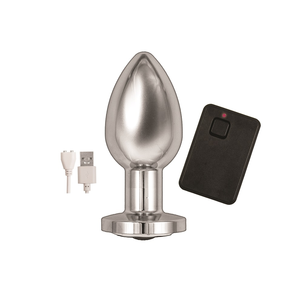 Ass-Sation Remote Controlled Vibrating Metal Butt Plug Silver Sensual Secret Boutique