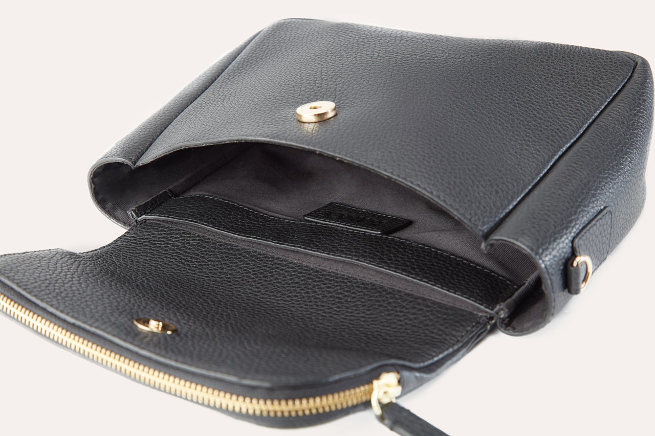 Fold Over Crossbody - Genuine Pebble Leather, Magnetic Closure, Removable Shoulder Strap Sensual Secret Boutique