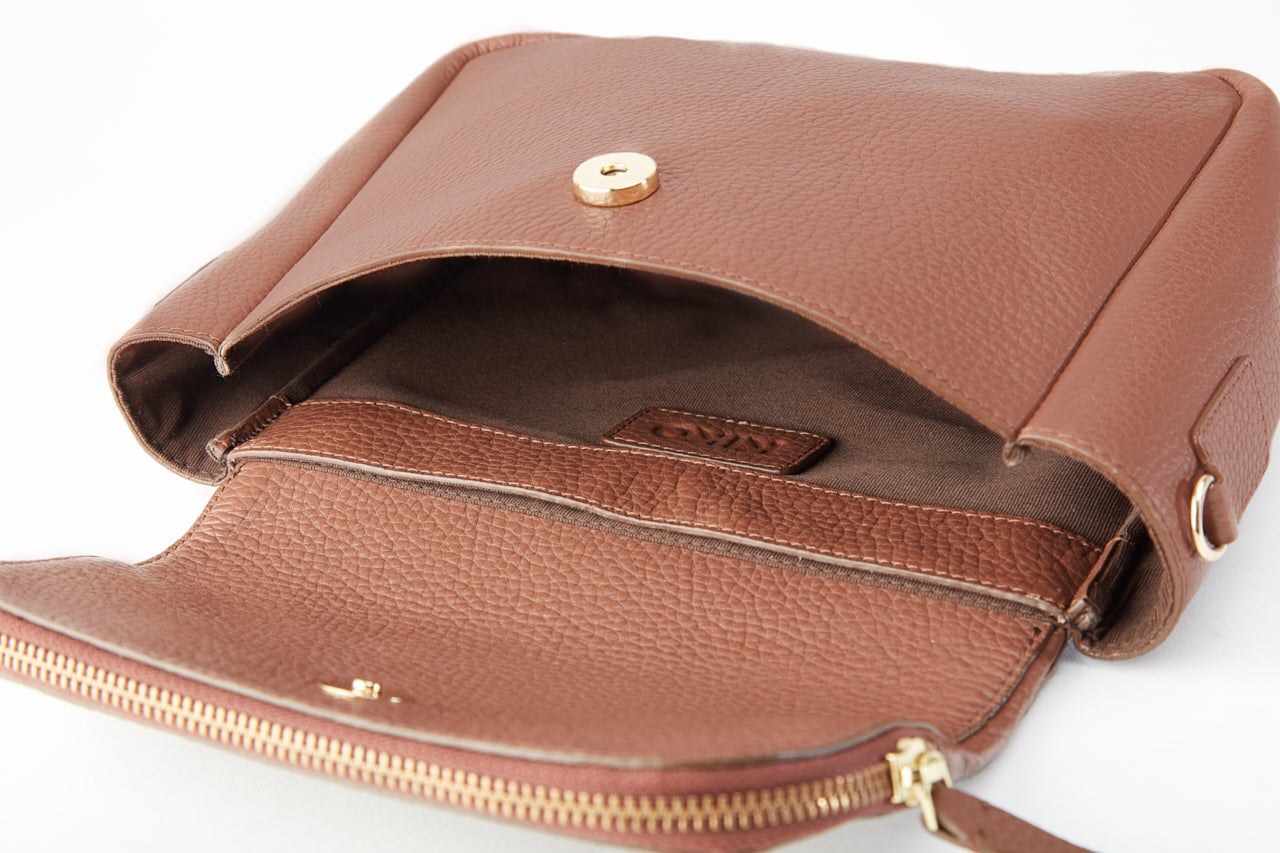 Fold Over Crossbody - Genuine Pebble Leather, Magnetic Closure, Removable Shoulder Strap Sensual Secret Boutique