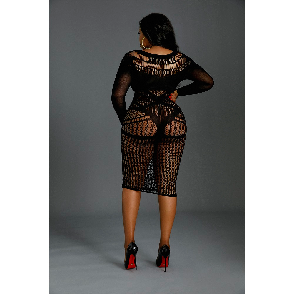 Moonlight Long Sleeve Lace Dress Black Plus Size Sensual Secret Boutique