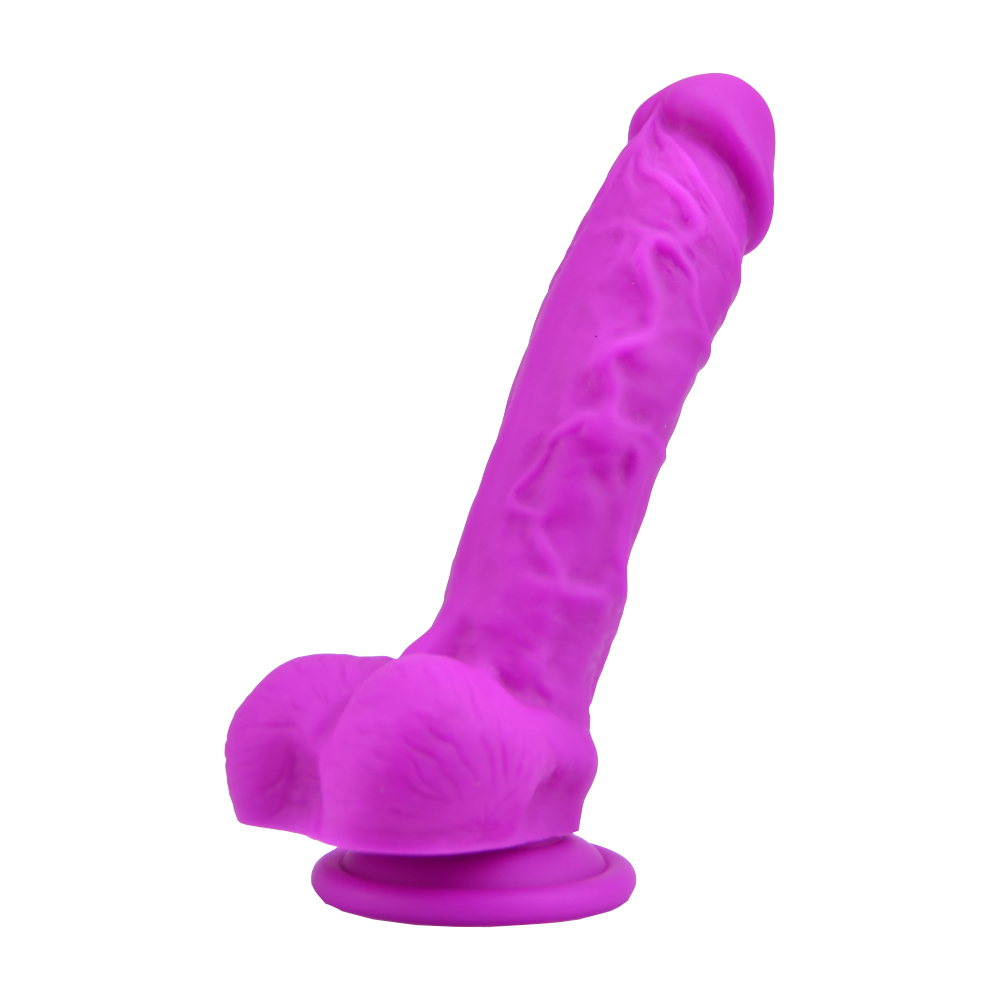 Loving Joy 8 Inch Realistic Silicone Dildo with Suction Cup and Balls Purple Sensual Secret Boutique