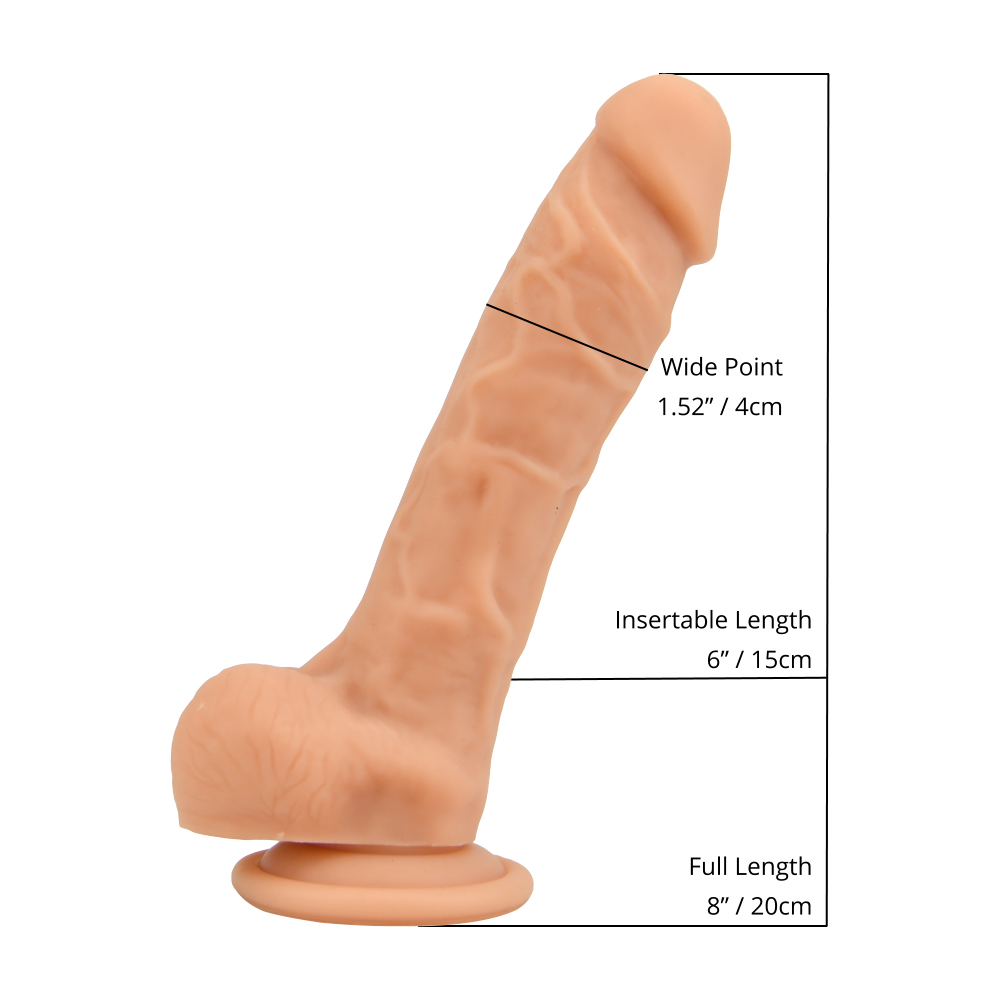 Loving Joy 8 Inch Realistic Silicone Dildo with Suction Cup and Balls Vanilla Sensual Secret Boutique