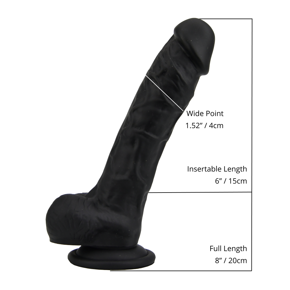 Loving Joy 8 Inch Realistic Silicone Dildo with Suction Cup and Balls Black Sensual Secret Boutique