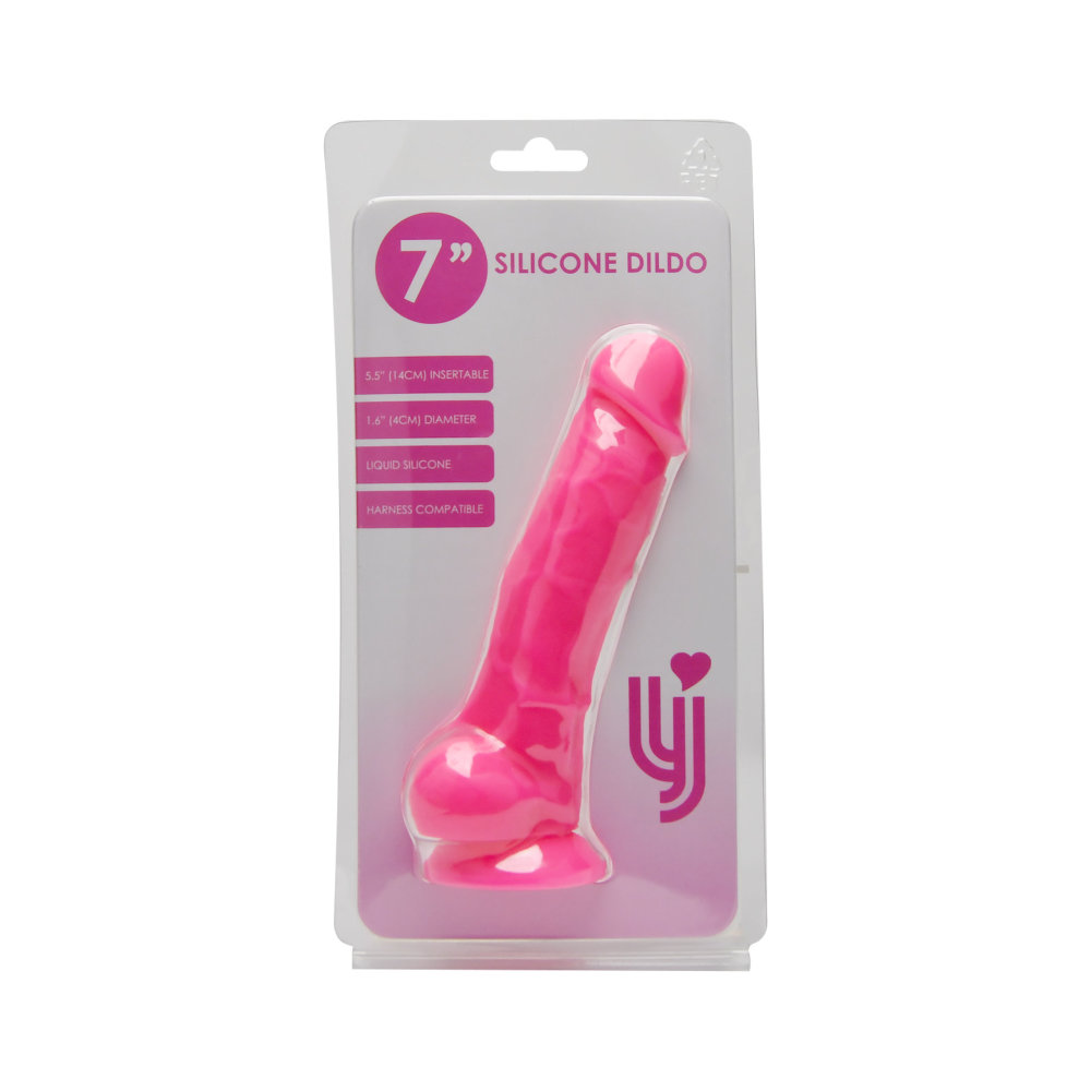 Loving Joy 7 Inch Realistic Silicone Dildo with Suction Cup and Balls Pink Sensual Secret Boutique