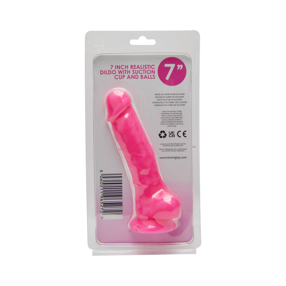 Loving Joy 7 Inch Realistic Silicone Dildo with Suction Cup and Balls Pink Sensual Secret Boutique