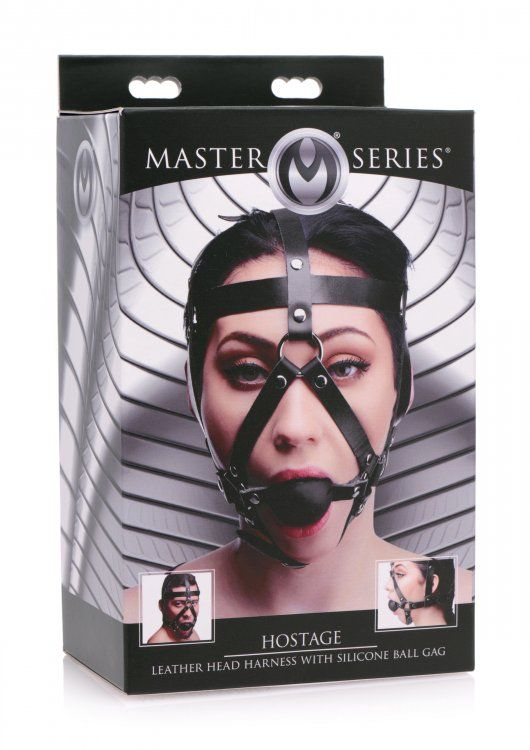 Master Series Leather Head Harness with Ball Gag Sensual Secret Boutique