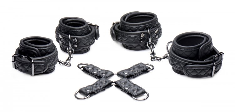 Master Series Concede Wrist &amp; Ankle Restraint Set with Bonus Hog Tie Adaptor Sensual Secret Boutique