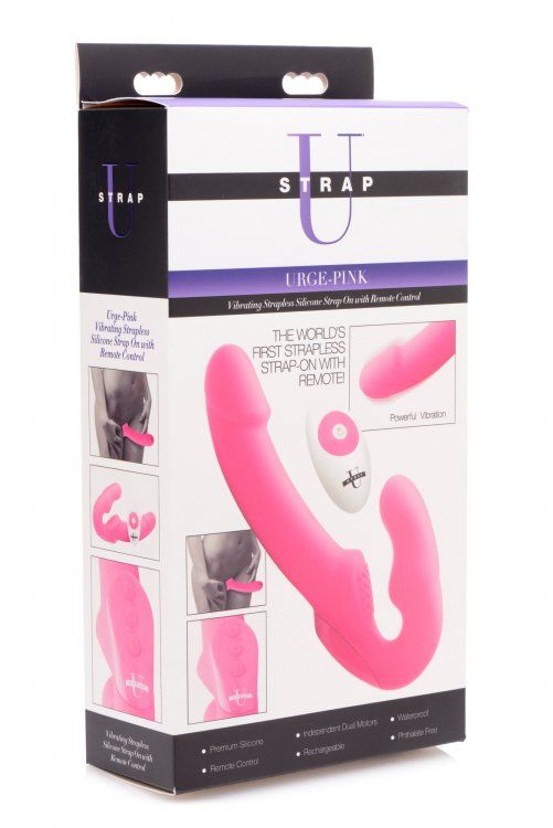 Urge-Pink Vibrating Strapless Strap On w/ Remote Control Sensual Secret Boutique