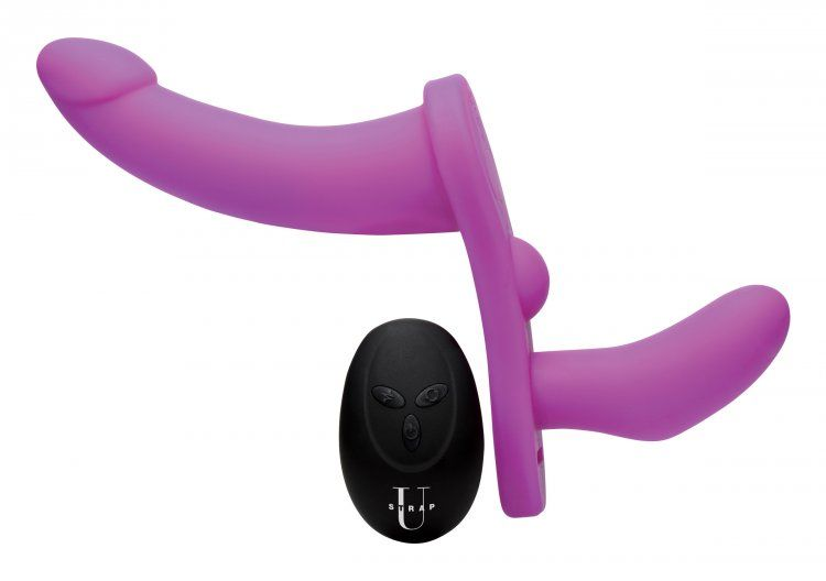 Double Take 10X Double Penetration Vibrating Strap-on Harness - Purple Sensual Secret Boutique