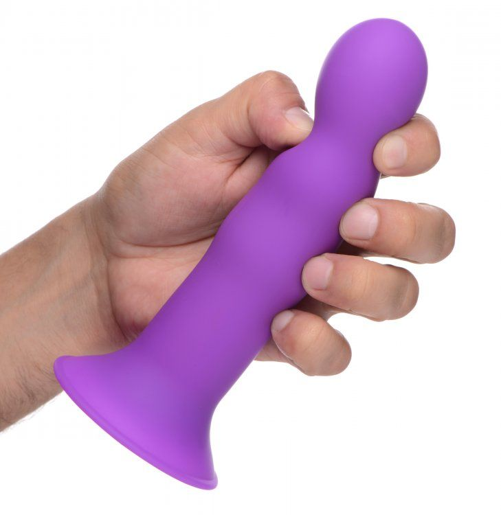 Squeezable Wavy Dildo - Purple