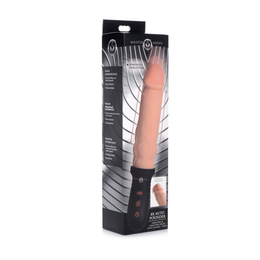 Master Series 8X Auto Pounder Vibrating and Thrusting Dildo With Handle Light Sensual Secret Boutique