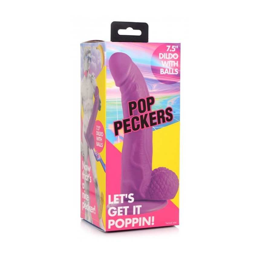 Pop Peckers Dildo With Balls Purple (7.5”) Sensual Secret Boutique