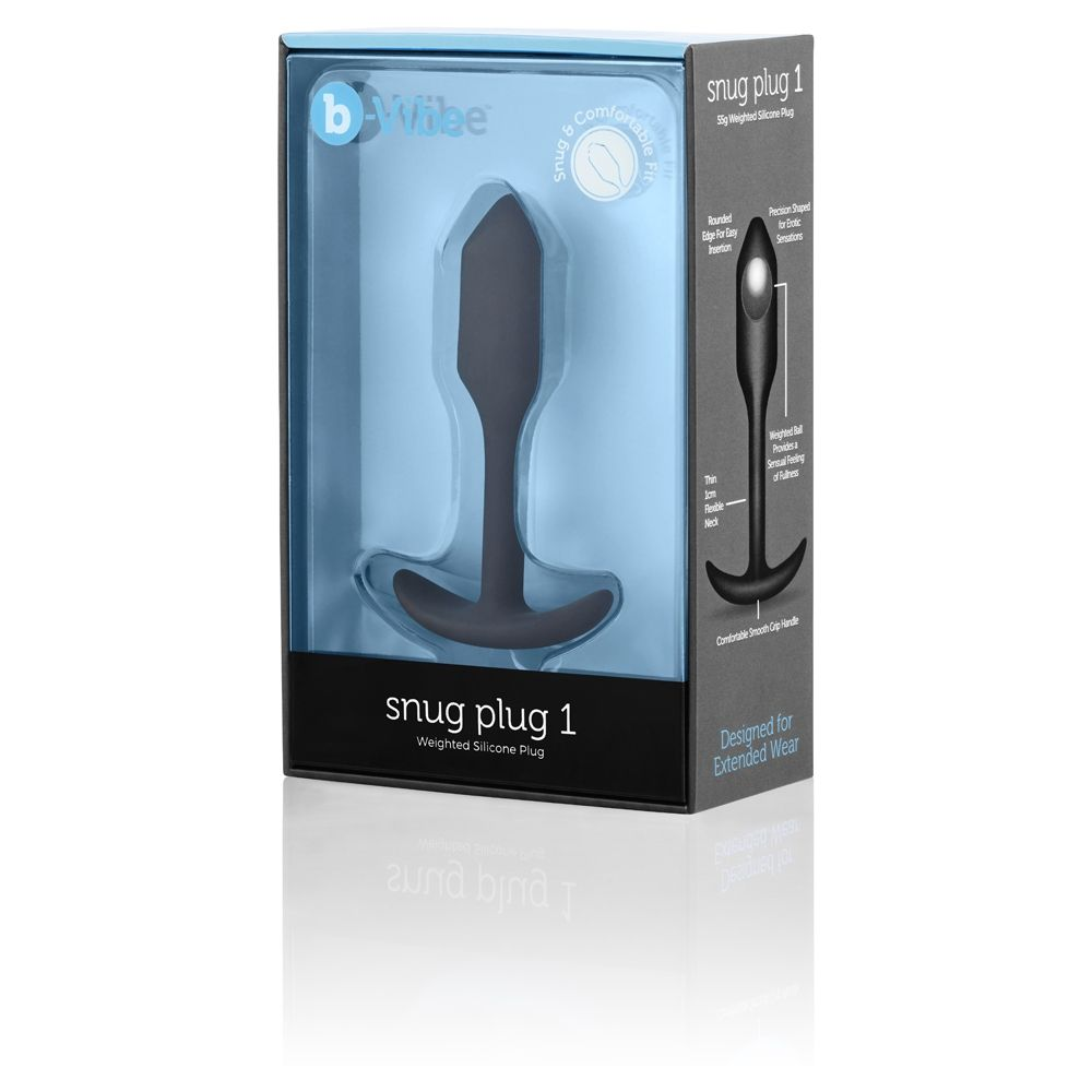 b-Vibe Snug Plug 1 Black - Ultra-Comfortable Weighted Butt Plug Sensual Secret Boutique