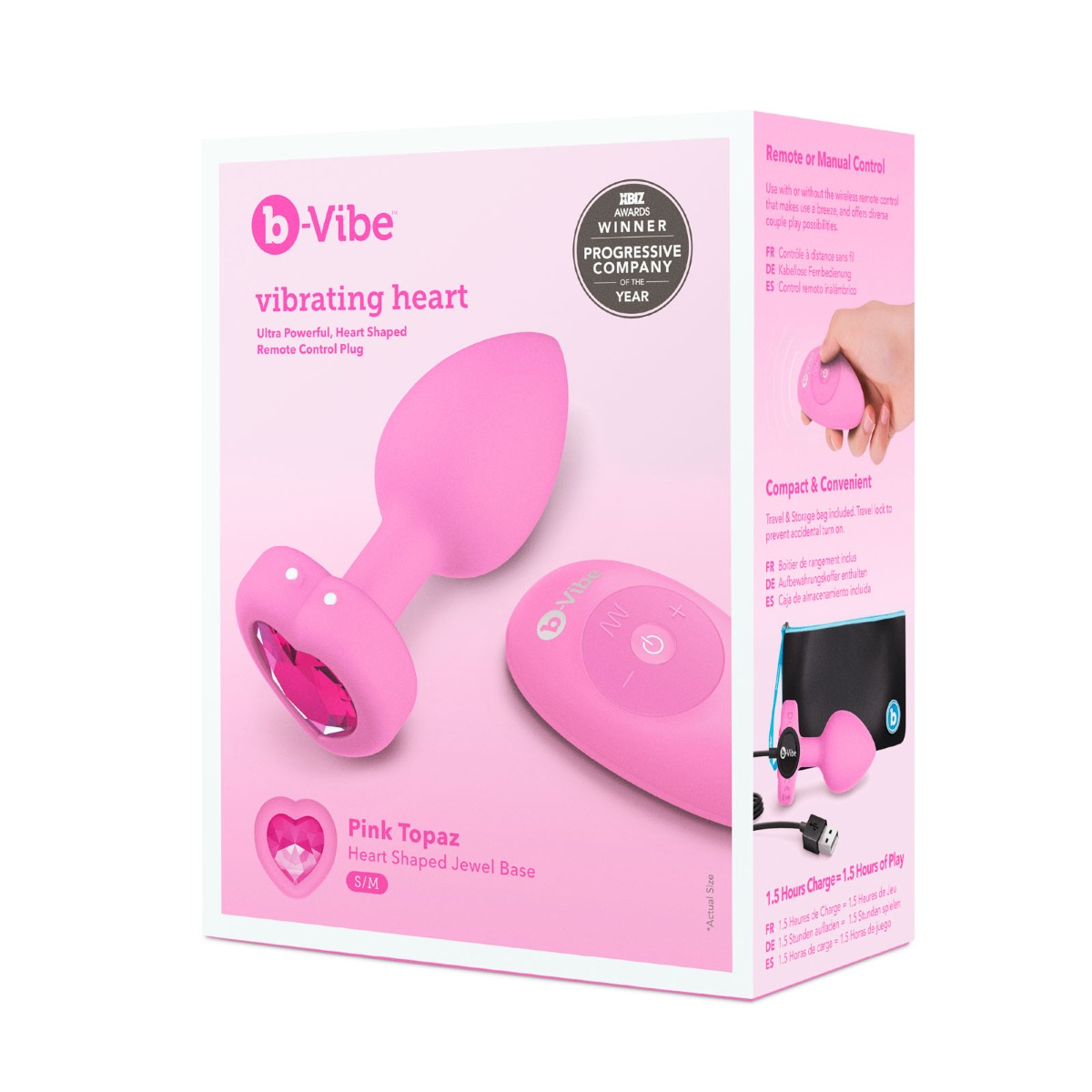 b-Vibe Vibrating Heart Plug Pink S/M Sensual Secret Boutique