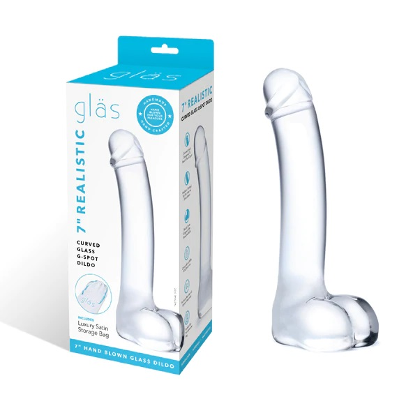 Glas 7inch Realistic Curved Dildo Clear Sensual Secret Boutique