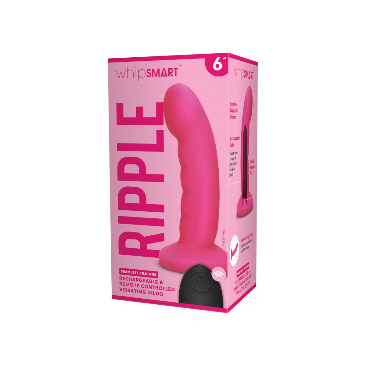 Whipsmart 6 Curved Ripple Remote control Dildo Hot Pink" Sensual Secret Boutique