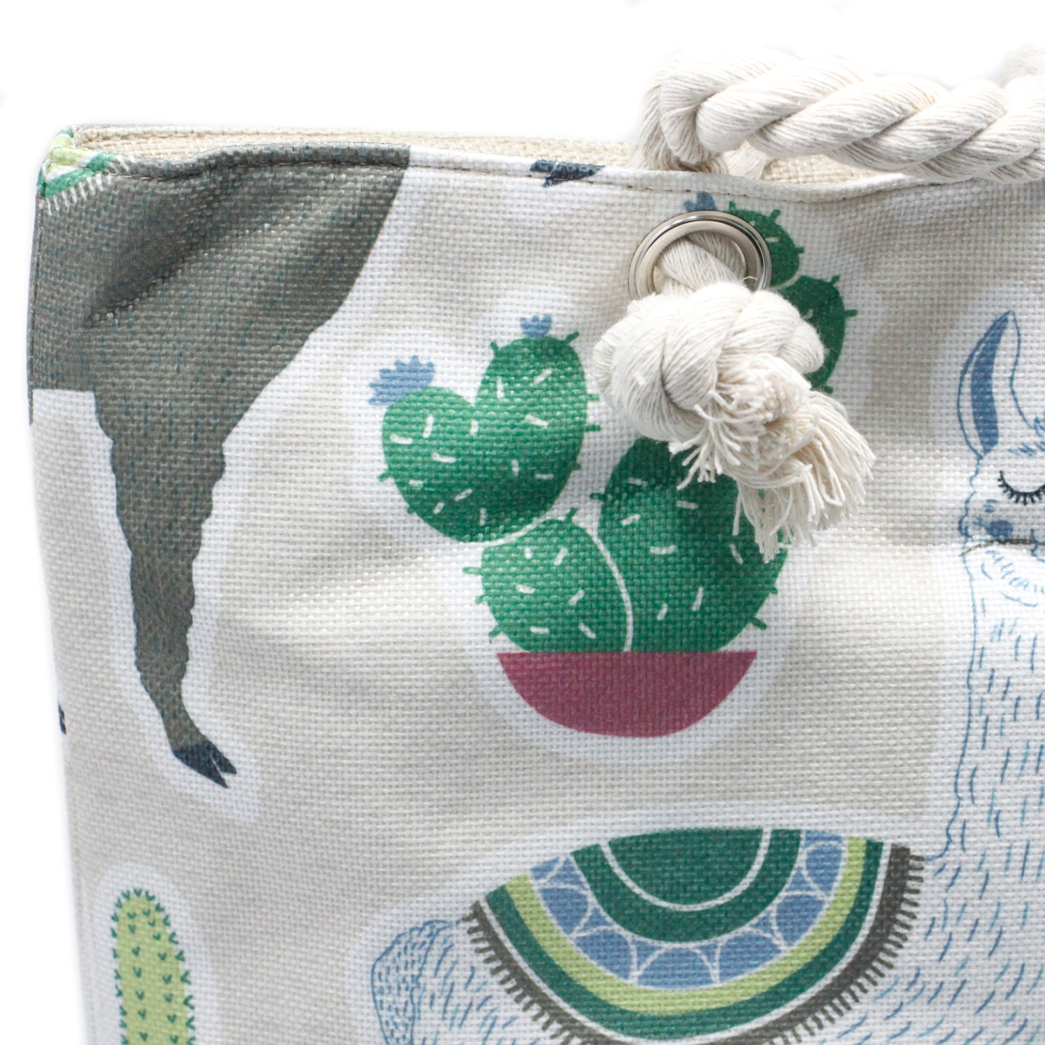 Rope Handle Bag - Llamas | Vintage Green and Beige Sensual Secret Boutique