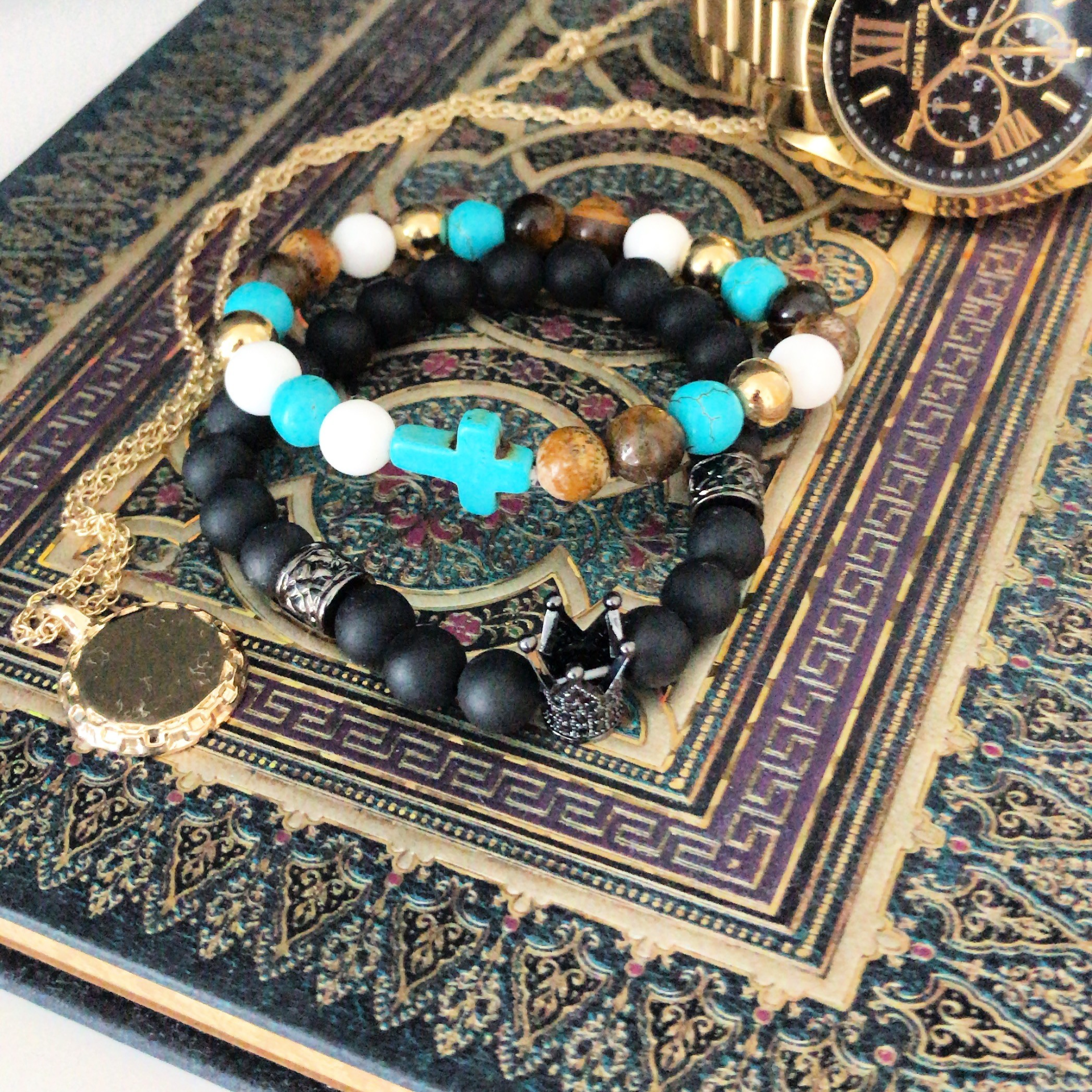 Gold Hamsa / Lava Stone - Gemstone Bracelet | Grounding Stone Jewelry Sensual Secret Boutique