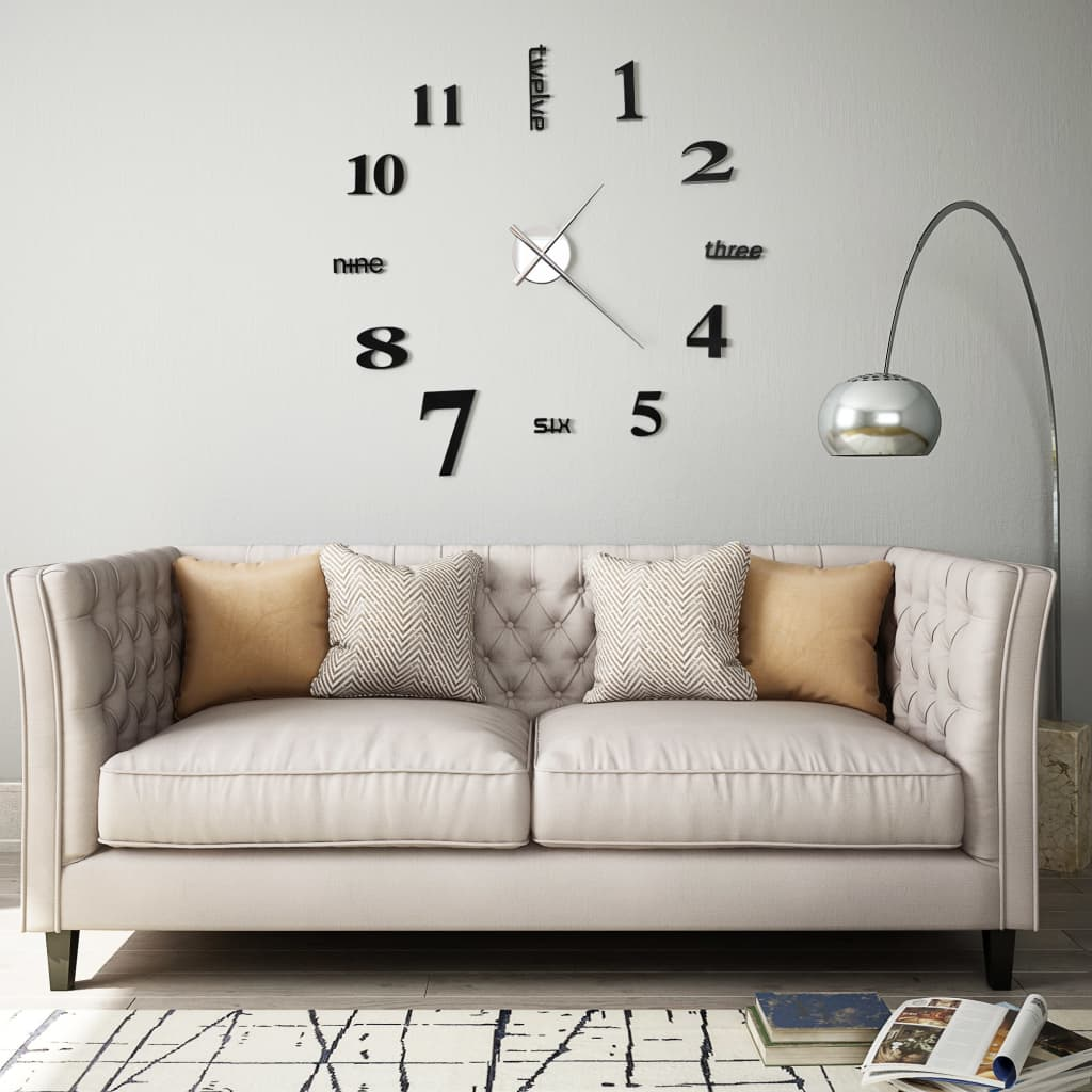 vidaXL 3D Wall Clock Modern Design 100 cm XXL Black Sensual Secret Boutique