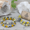 Set of 2 Gemstones Friendship Bracelets - Protection - Dalmatian Jasper & Yellow Agate Sensual Secret Boutique