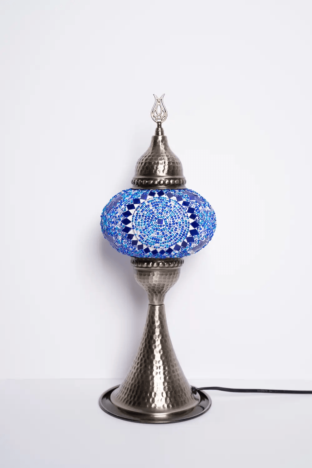 Elite Turkish Mosaic Glass Decorative Table Lamps - Blue Center Circle - Unique Custom Moroccan Lamp Shades Sensual Secret Boutique