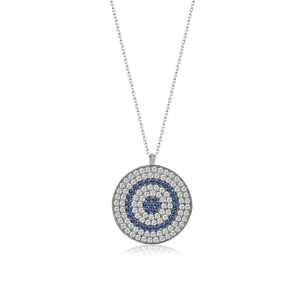 Sterling Silver Turkish Evil Eye Charm Necklace (Round Shape Pendant Necklace) - Evil Eye Protection Necklace - Evil Eye Charm Necklace Sensual Secret Boutique