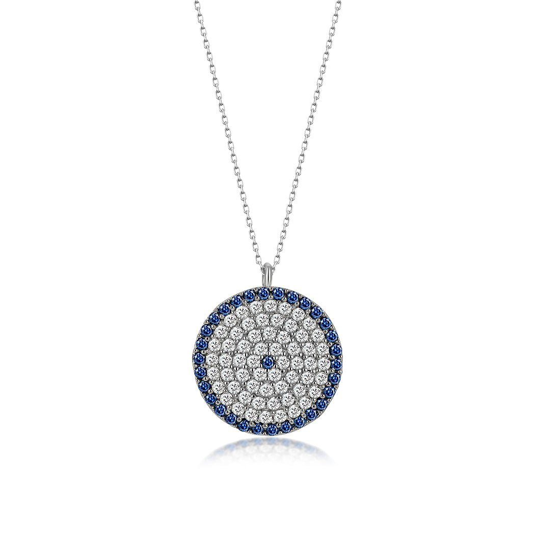 Sterling Silver Turkish Evil Eye Charm Necklace (Round Shape Pendant Necklace) - Evil Eye Protection Necklace - Evil Eye Charm Necklace Sensual Secret Boutique