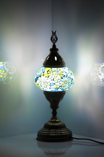 Turkish Mosaic Lamp Turquoise Separated Circles Decorative Handmade Table Lamp - Unique Custom Moroccan Lamp Shades Sensual Secret Boutique