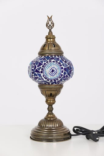 Turkish Mosaic Lamps Blue Center Circle - Decorative Handmade Table Lamp - Unique Custom Moroccan Lamp Shades Sensual Secret Boutique