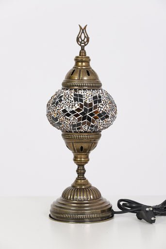 Turkish Mosaic Lamps Brown Center Snow Flake - Decorative Handmade Table Lamp - Unique Custom Moroccan Lamp Shades Sensual Secret Boutique