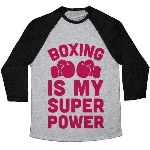 BOXING IS MY SUPERPOWER UNISEX TRI-BLEND BASEBALL TEE Sensual Secret Boutique