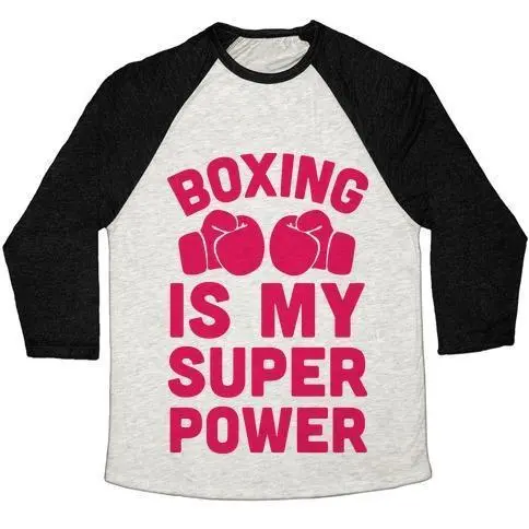 BOXING IS MY SUPERPOWER UNISEX TRI-BLEND BASEBALL TEE Sensual Secret Boutique