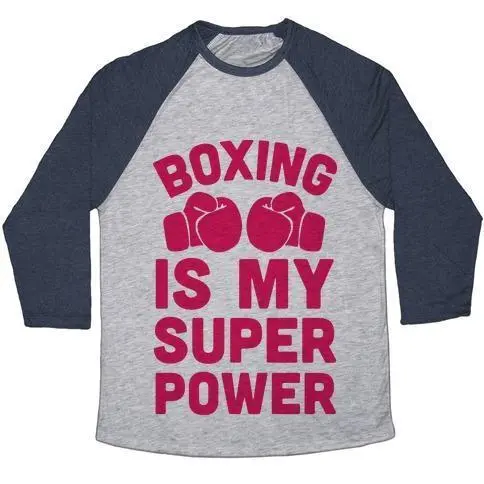 BOXING IS MY SUPERPOWER UNISEX TRI-BLEND BASEBALL TEE Sensual Secret Boutique