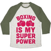 BOXING IS MY SUPERPOWER UNISEX TRI-BLEND BASEBALL TEE Sensual Secret Boutique