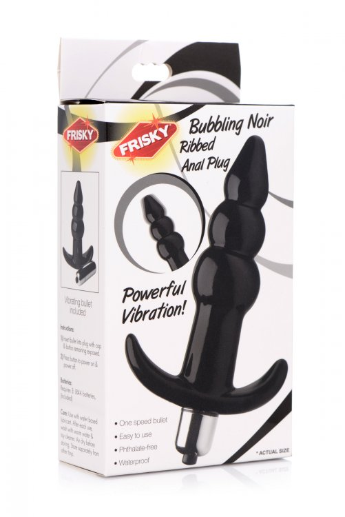 Frisky Bubbling Noir Ribbed Anal Plug Sensual Secret Boutique