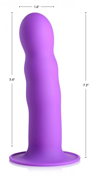 Squeezable Wavy Dildo - Purple