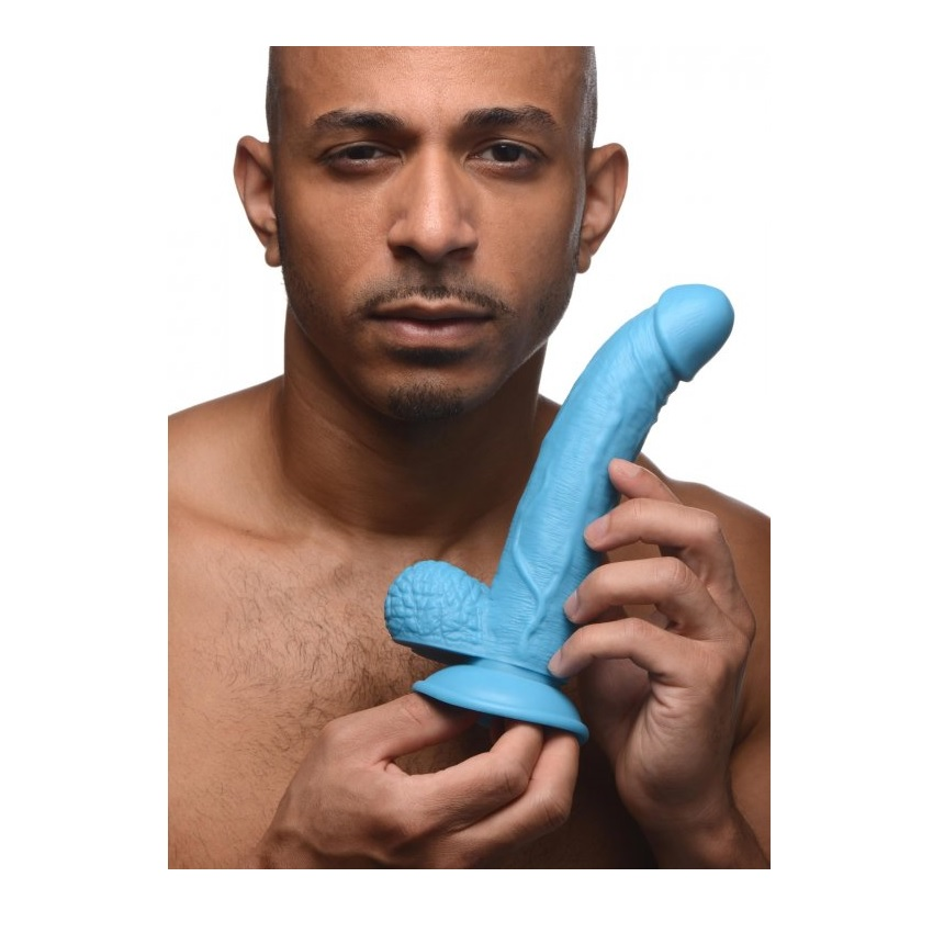 Pop Peckers Dildo With Balls Blue (7.5”) Sensual Secret Boutique