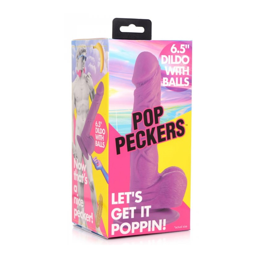 Pop Peckers Dildo With Balls Purple (6.5”) Sensual Secret Boutique