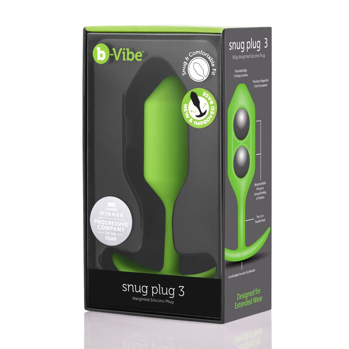 b-Vibe Snug Plug 3 Butt Plug Lime Green Sensual Secret Boutique