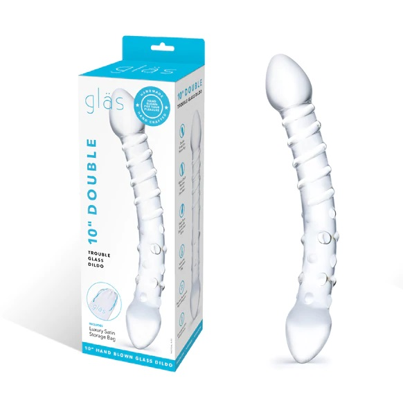 Glas 10inch Double Trouble Dildo Clear Sensual Secret Boutique