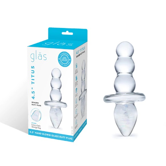 Glas 4.5inch Titus Beaded Dildo Clear Sensual Secret Boutique